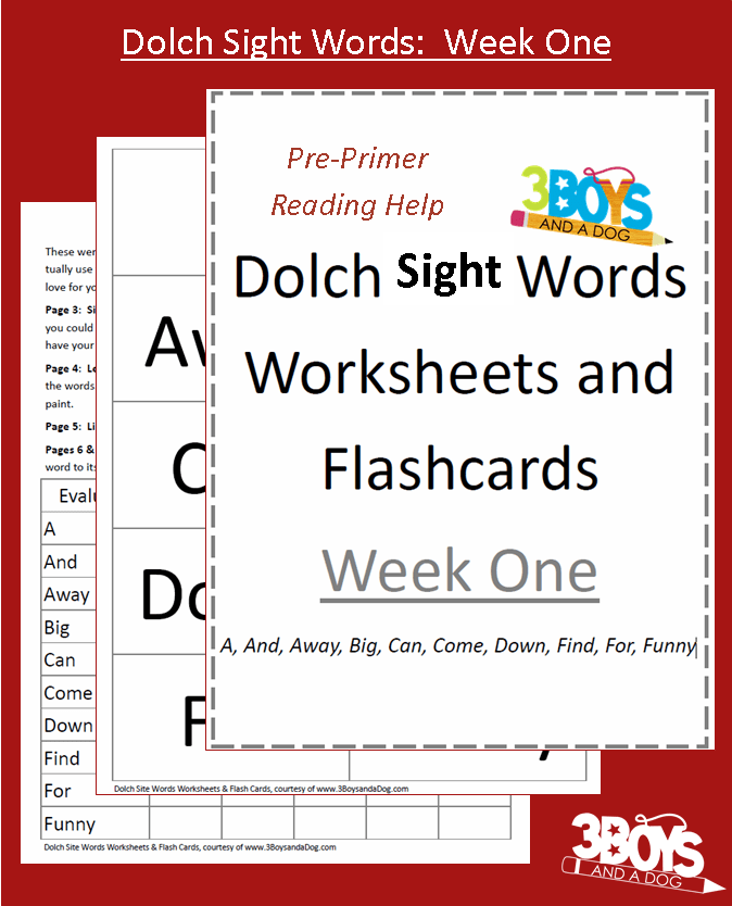 word Dolch  worksheets a Boys Words â€“ matching sight One Week Dog Sight 3 Worksheets: and