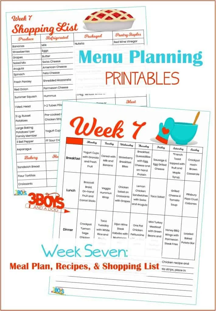 Week Seven Menu Plan Recipes and Shopping List