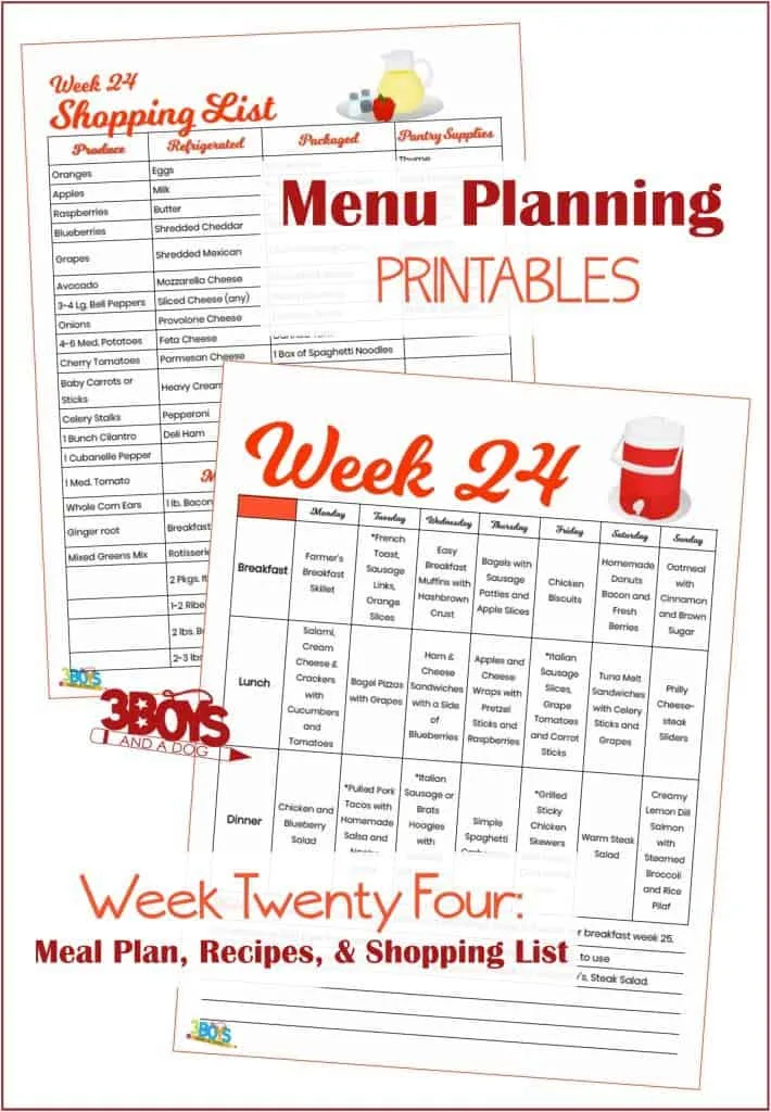 Week Twenty Four Menu Plan Recipes and Shopping List