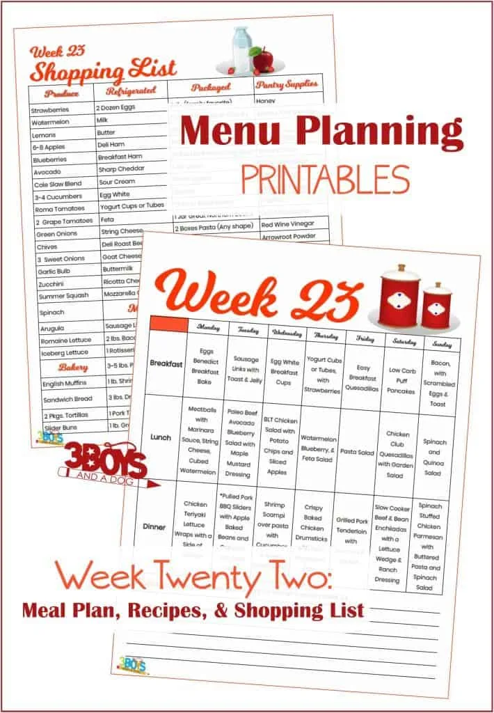 Week Twenty Three Menu Plan Recipes and Shopping List