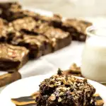 these delicious turtle brownies started from a boxed brownie mix