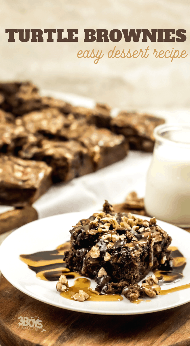 these delicious turtle brownies started from a boxed brownie mix