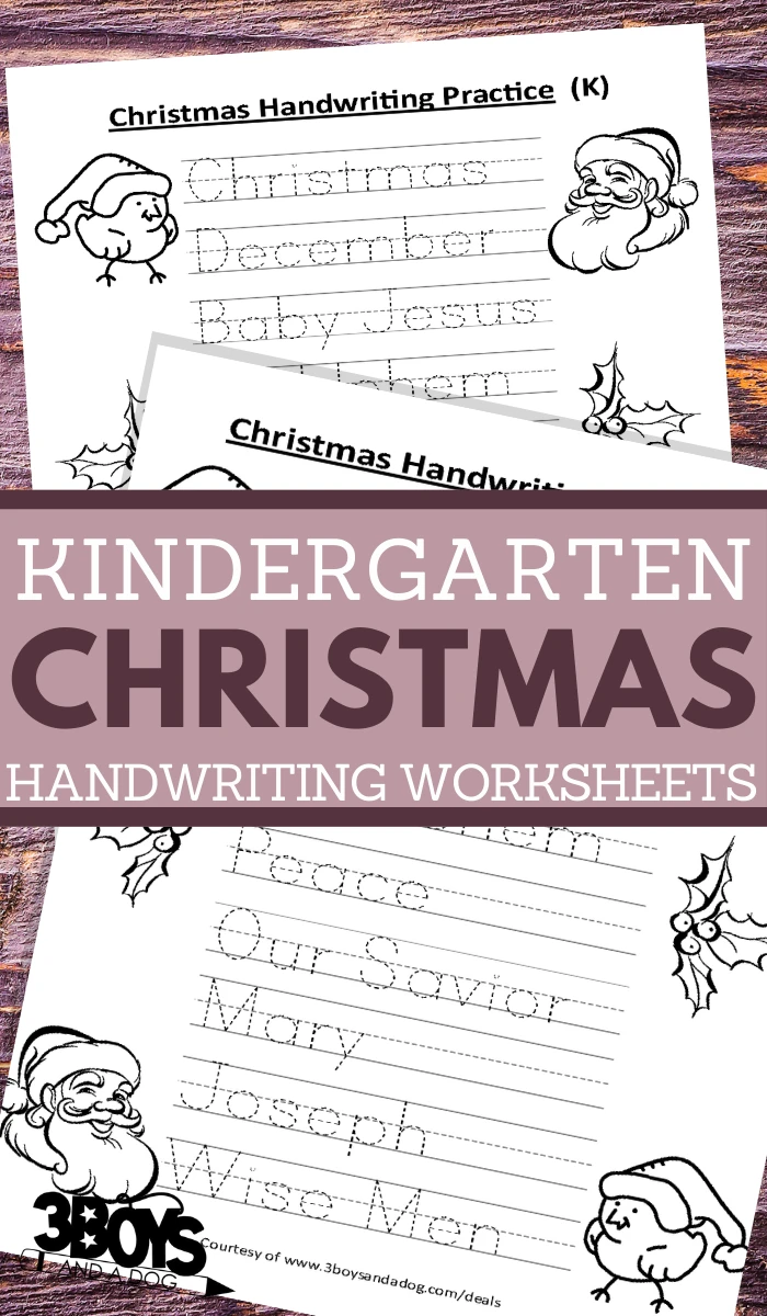 printable worksheets for kindergarten kids in a christmas handwriting theme
