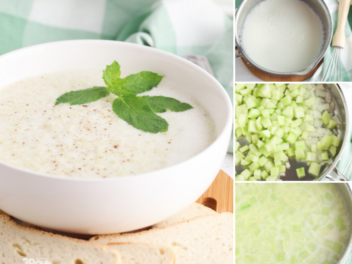 diced cucumber and sour cream combine for a delicious soup recipe