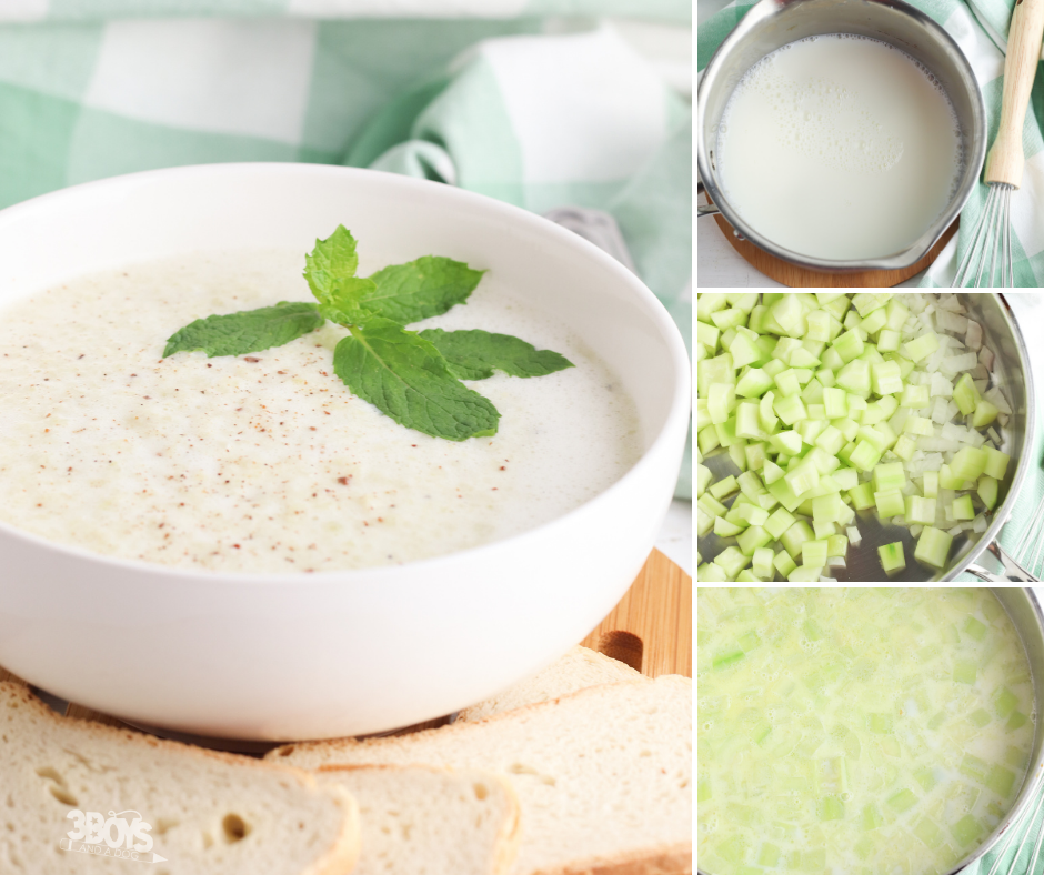 diced cucumber and sour cream combine for a delicious soup recipe