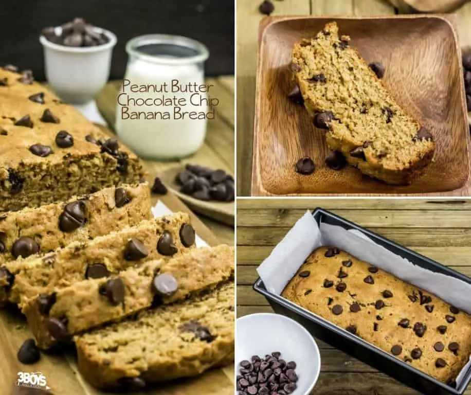 Easy Banana Bread with Chocolate Chips and Peanut Butter