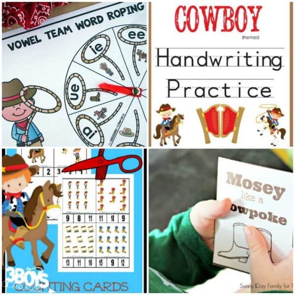 Cowboy Themed Learning Printables - 3 Boys and a Dog