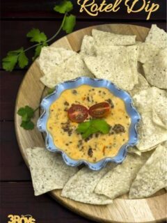 This is like a queso, but we have always called it Rotel Dip, so that is the name I am using here. :-) This recipe uses the mild Rotel diced tomatoes but you can always kick it up a notch with the medium or hot versions.