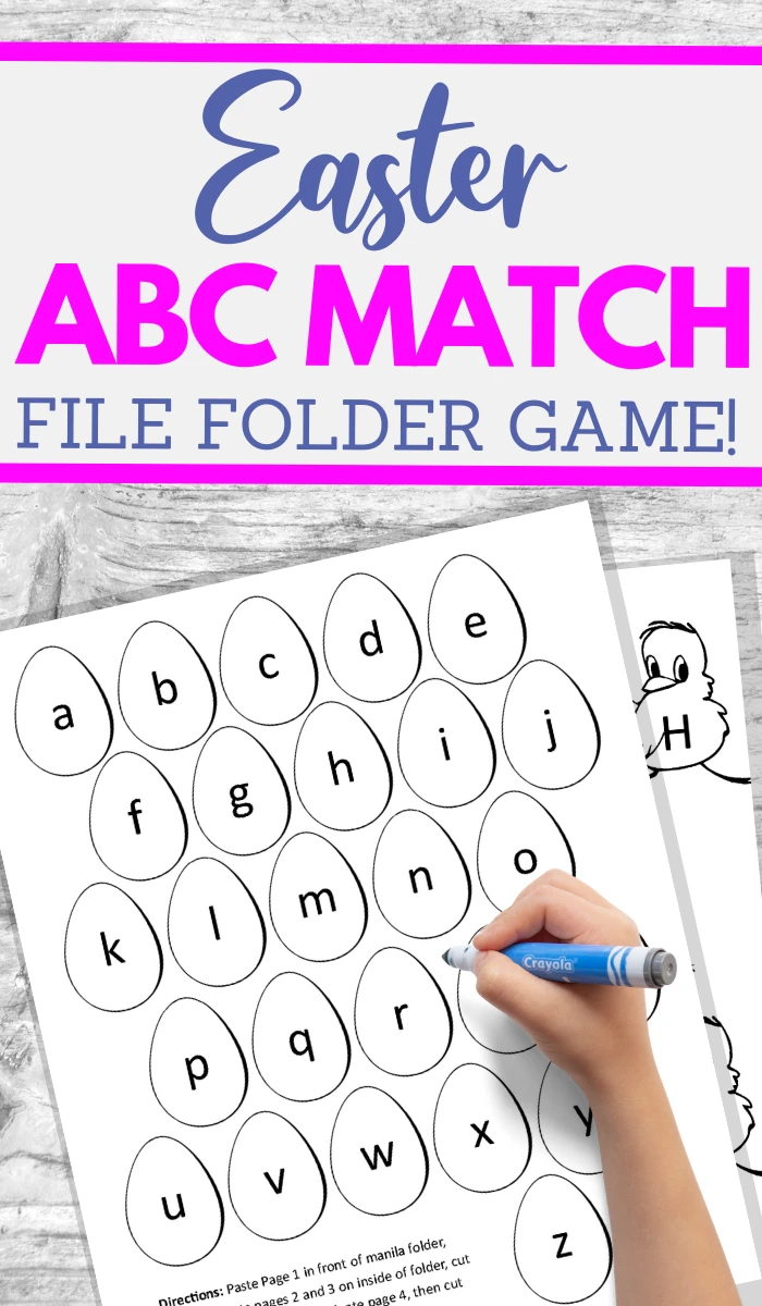 printable file folder game for Easter alphabet fun