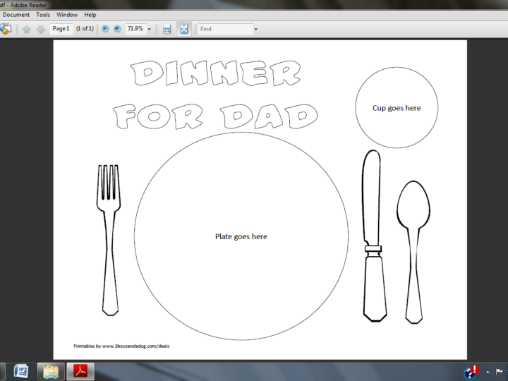 Image for Dinner for Dad Placemat {Father's Day Craft}