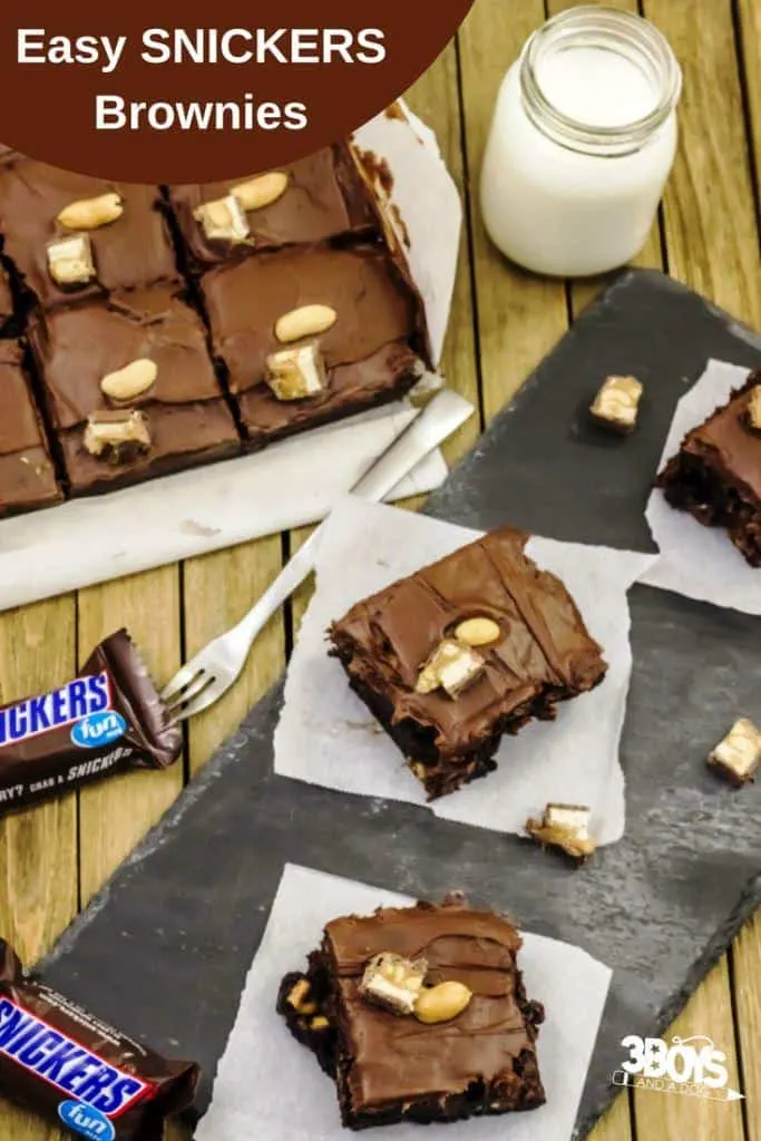 Easy SNICKERS Brownies from boxed mix