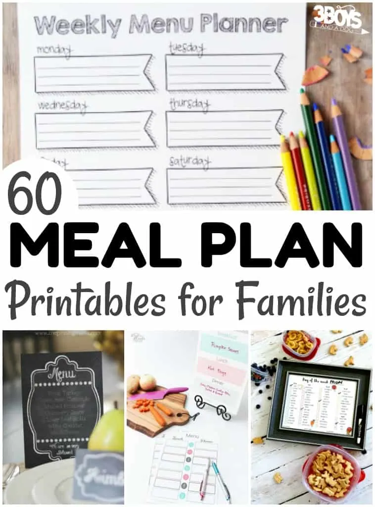 60 Printable Menu Plans for Families