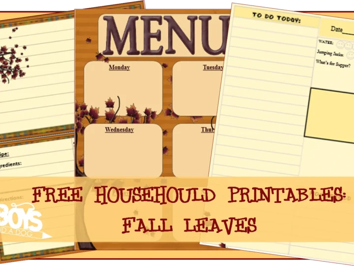 Image for Menu Plan Monday:  Free Fall Leaves Household Printables