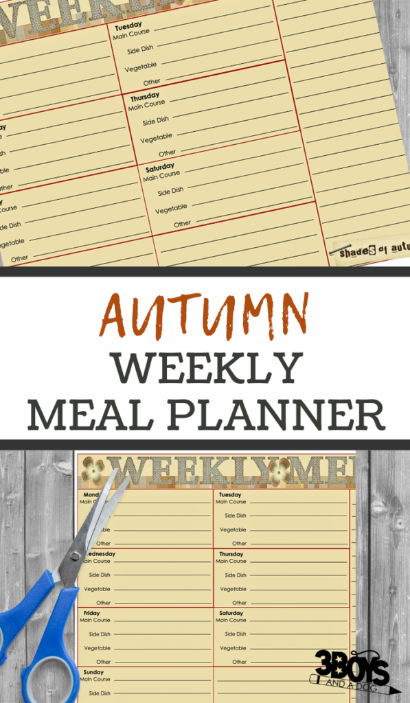 Free Fall Weekly Meal Planner