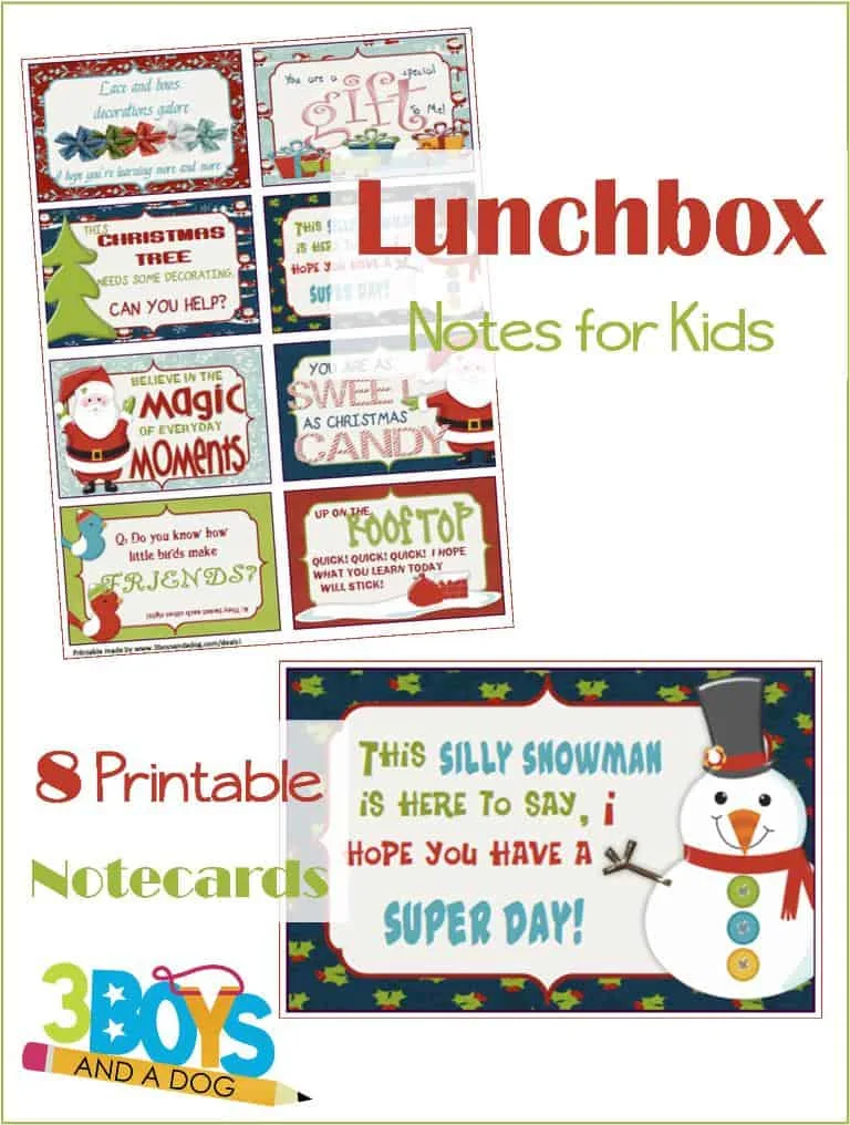Christmas Printable lunchbox notes for Kids