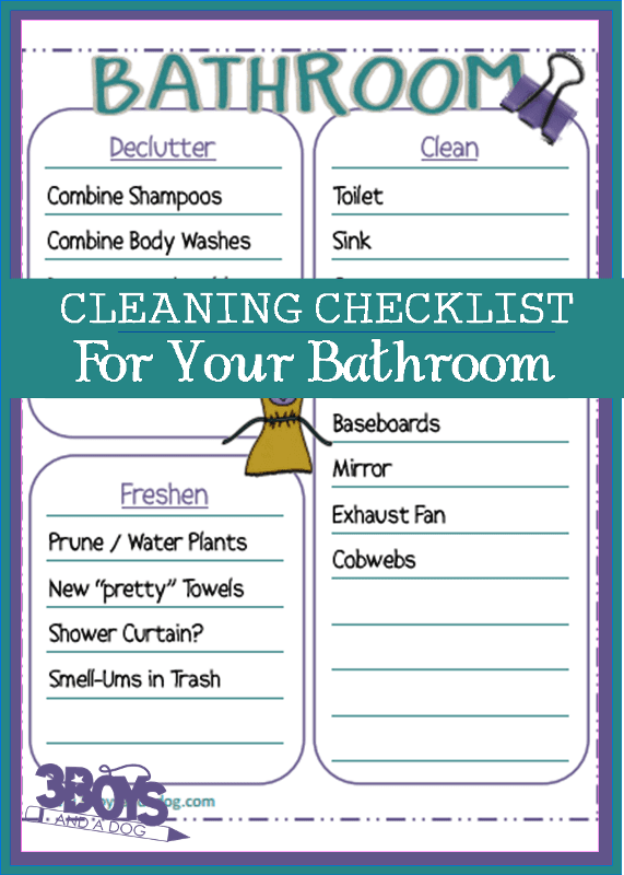 Printable Bathroom Cleaning Checklist to add to your homemaker handbook
