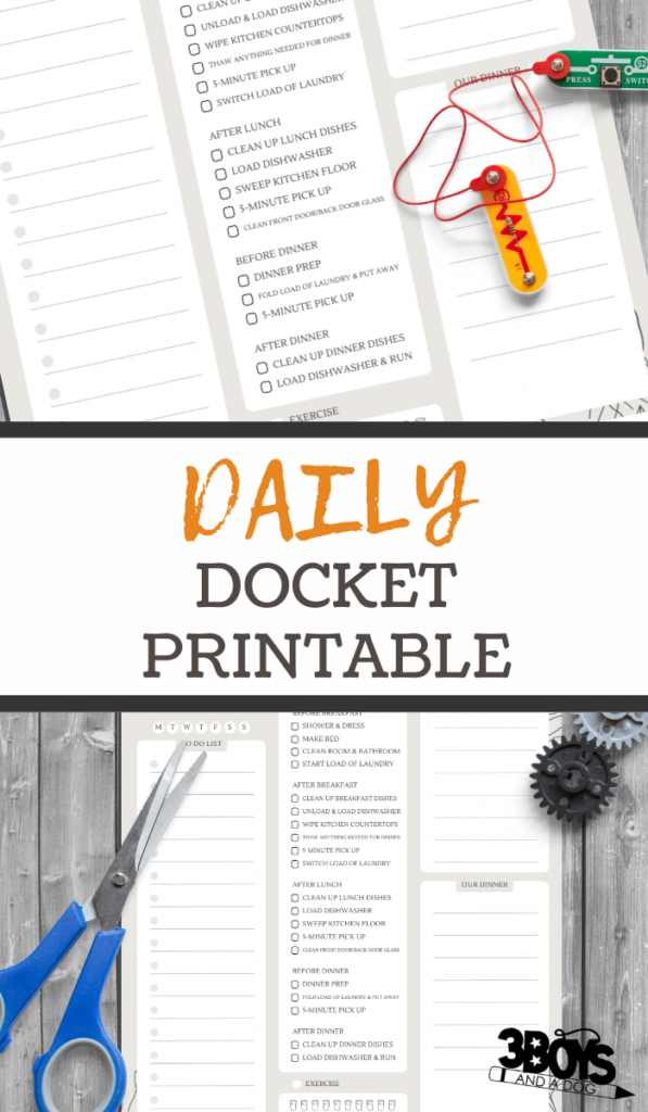 Simple Dockets Daily Docket Printable - 3 Boys and a Dog