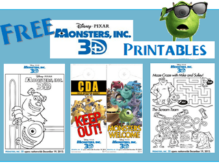 Image for FREE: Monsters, Inc Printable Activity Sheets