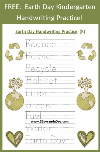 Earth Day Handwrting Printable