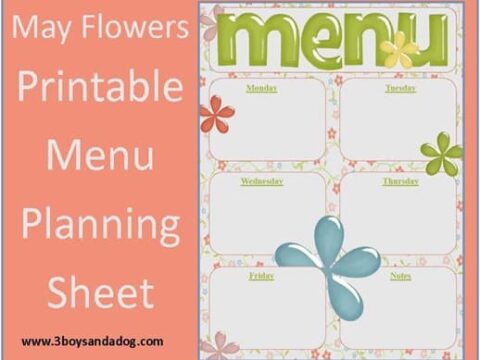 Image for May Flowers:  Free Printable Menu Planning Sheet