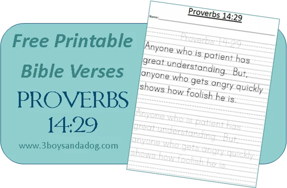 Printable Proverbs 14:29 Bible Verse