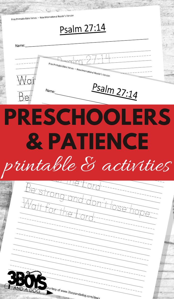 printables and activities to teach patience to preschoolers