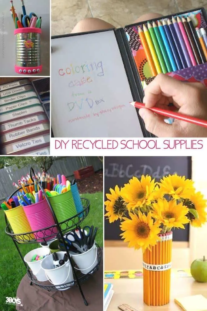 recycled school materials - diy school supplies - organizers