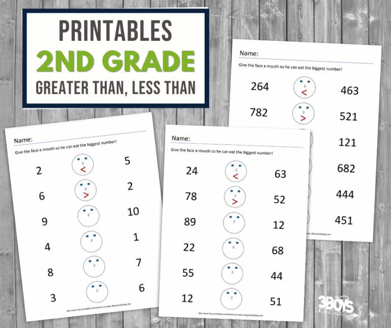 2nd Grade Math Worksheets: Greater Than, Less Than, Equal To