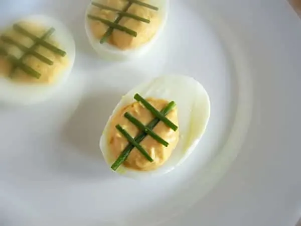 Football Deviled Eggs. Perfect for Tailgating! Get the recipe at 3 boys and a dog!