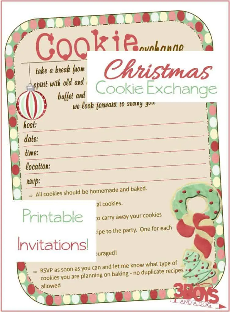Christmas Cookie Exchange Printable Invitations