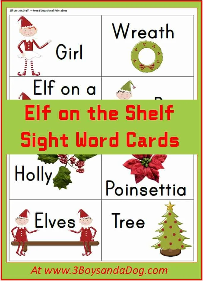 Elf Sight Word Flash Cards