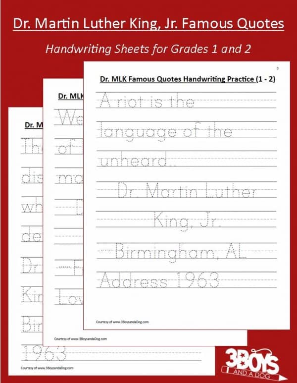 MLK Famous Quotes Handwriting Practice grade 1_2