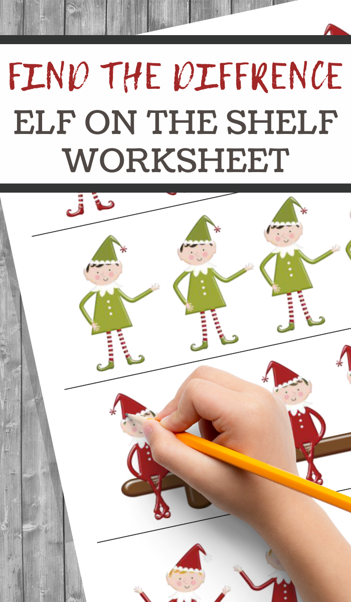 pin image that reads find the difference elf on the shelf worksheet
