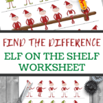 pin image that reads find the difference elf on the shelf worksheet