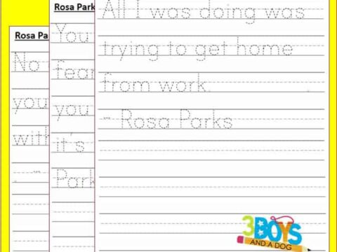 Rosa Park Famous Quotes Handwriting grades 1_2
