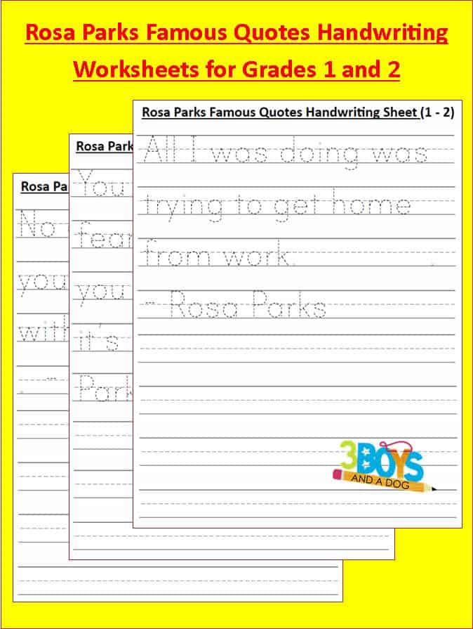 Rosa Park Famous Quotes Handwriting grades 1_2