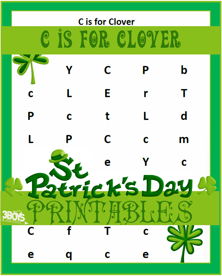 Find the letter C in this saint patricks day printable
