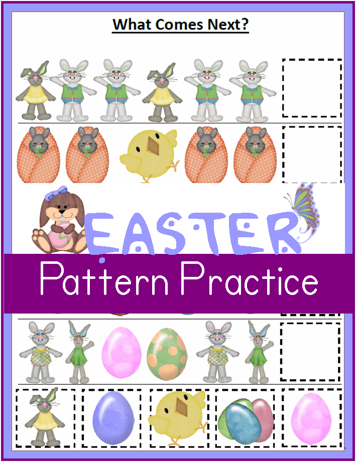 What comes next in this Easter Pattern Worksheet