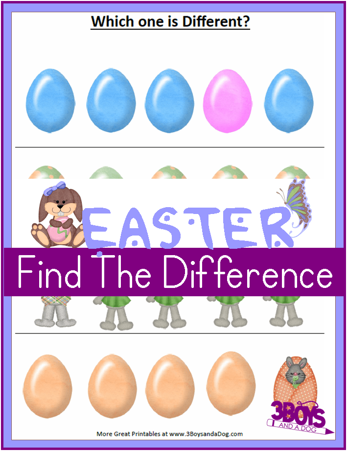 Find The Difference Easter worksheets