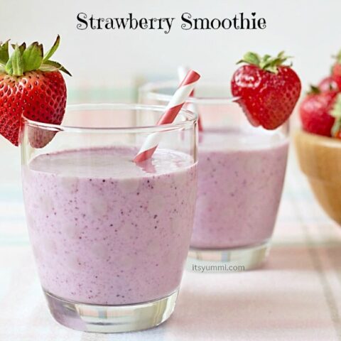 Recipe for a Strawberry Smoothie. A delicious and healthy way to start your day! #breakfast #recipe #healthy