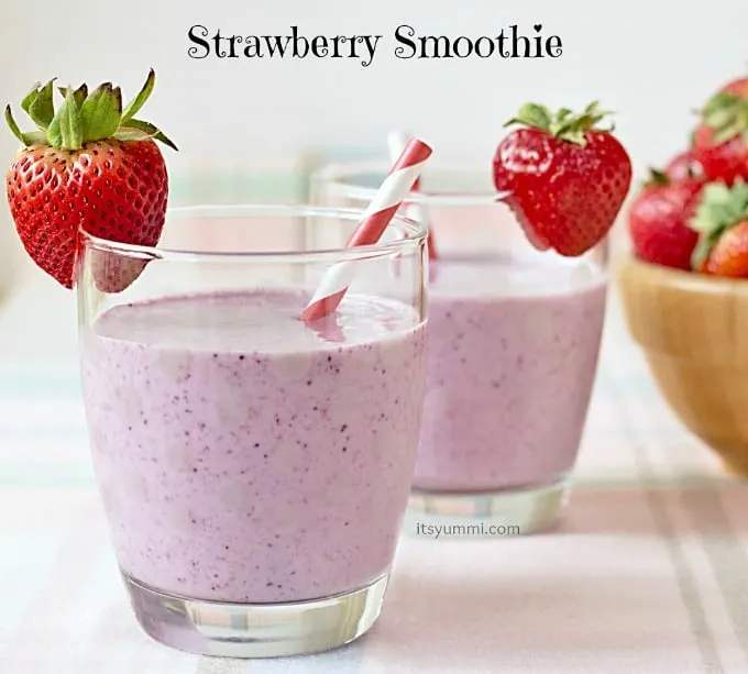 Recipe for a Strawberry Smoothie. A delicious and healthy way to start your day! #breakfast #recipe #healthy