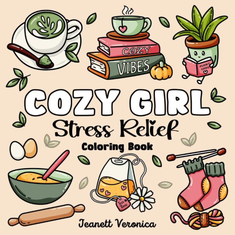 Cozy Girl Stress Relief coloring book cover