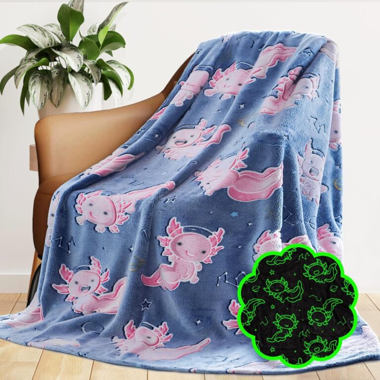 Glow in the dark axolotl throw blanket