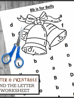 feature image that reads letter b printable find the letter worksheet