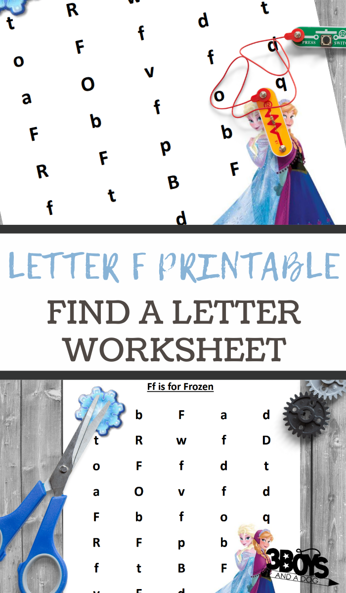 pin image that reads letter f printable find a letter worksheet with frozen theme