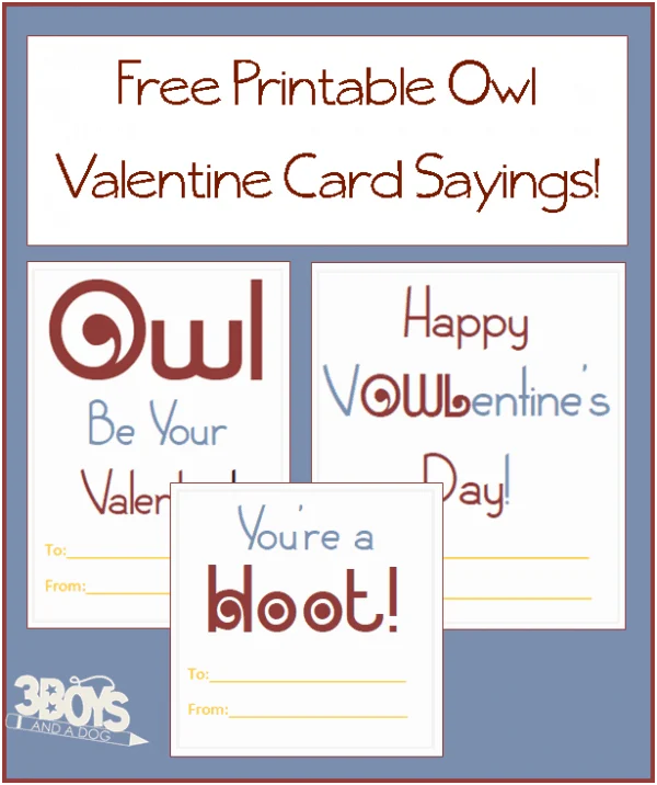 Free Printable Owl Valentine Card Sayings