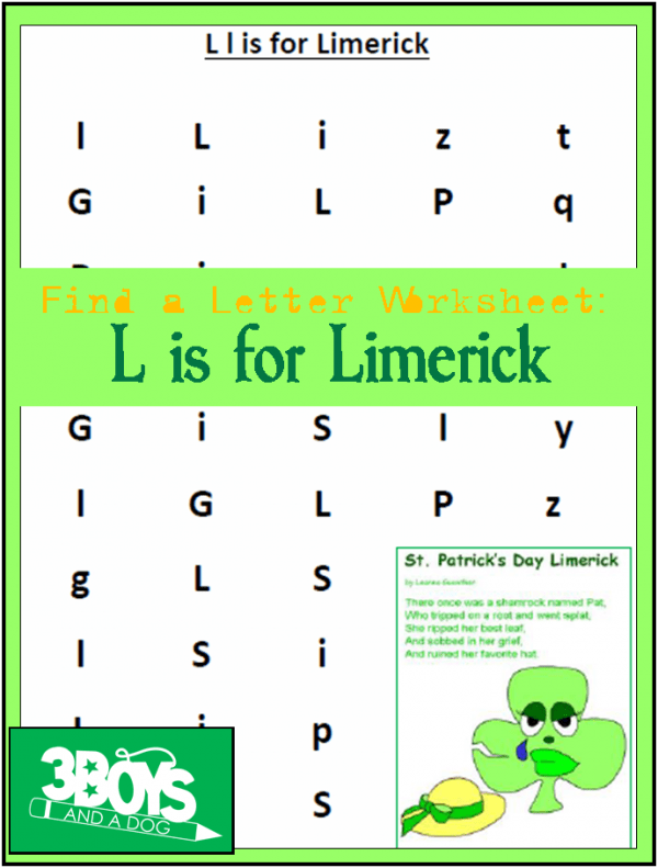 Find the Letter L is for Limerick Printable Worksheet