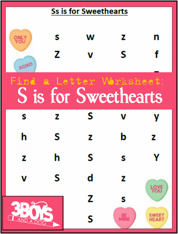 Find the letter: s is for sweethearts