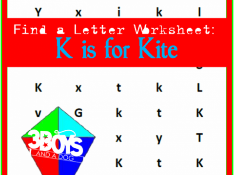 letter find worksheet for letter K is for Kite