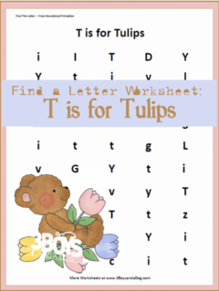 T is for Tulips, Spring Letter Find Printable